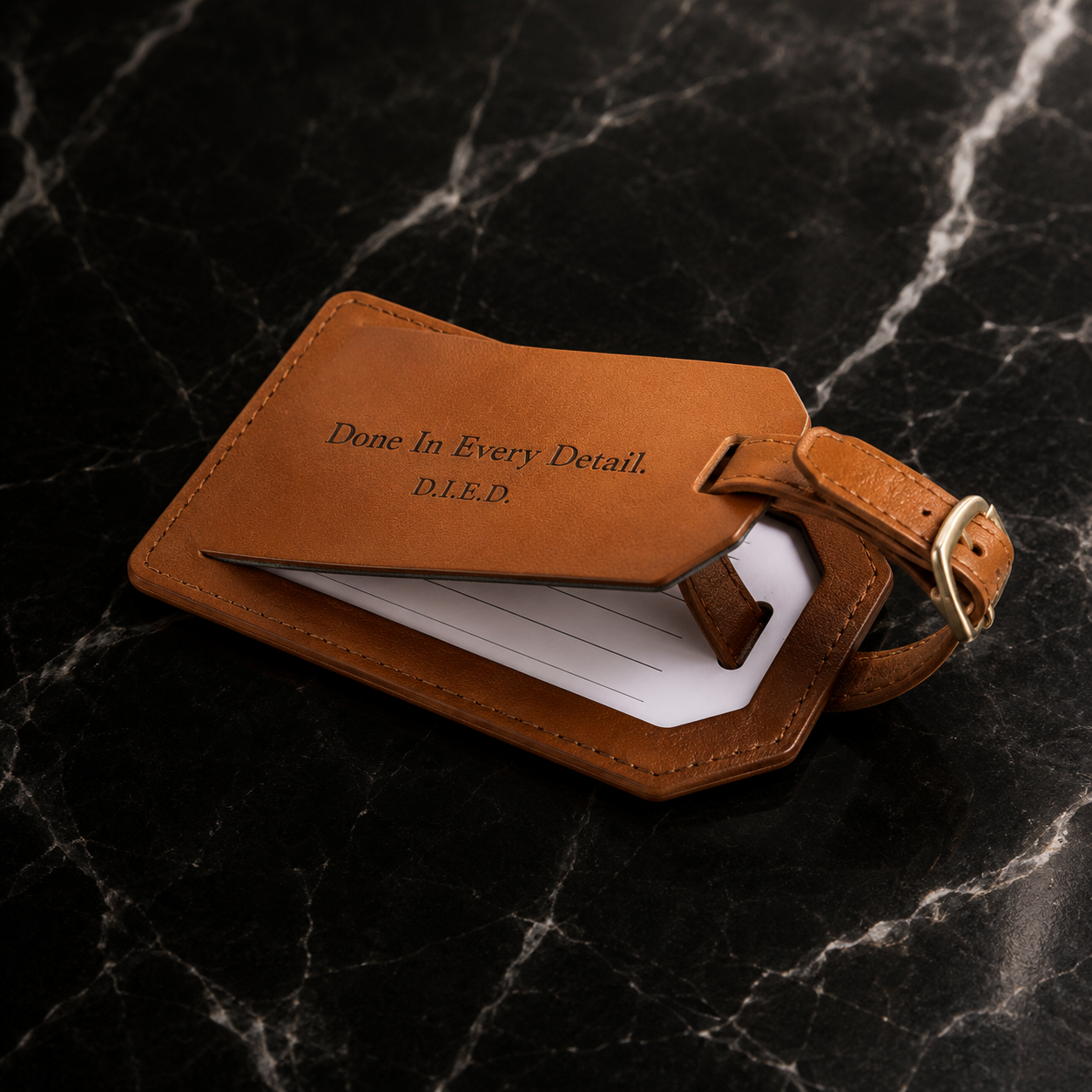 Rawhide leather luggage tag